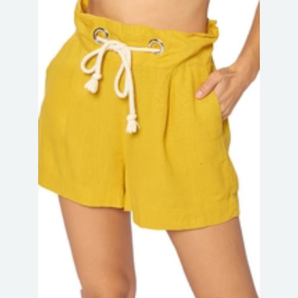 Mango Yellow Women's Shorts with Drawstring